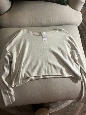 John Galt boat neck Light Beige Cropped Knit Sweater
